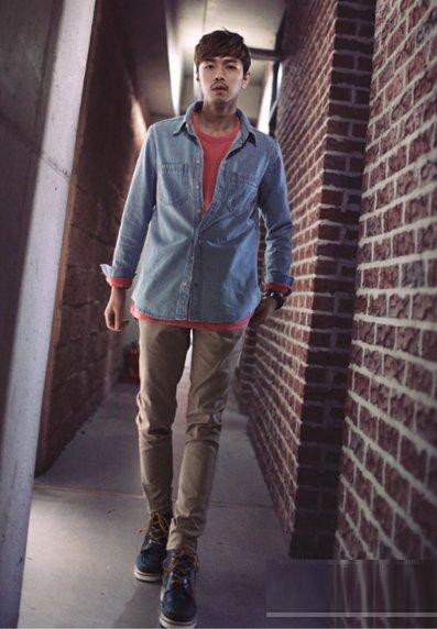 春季男款牛仔襯衫